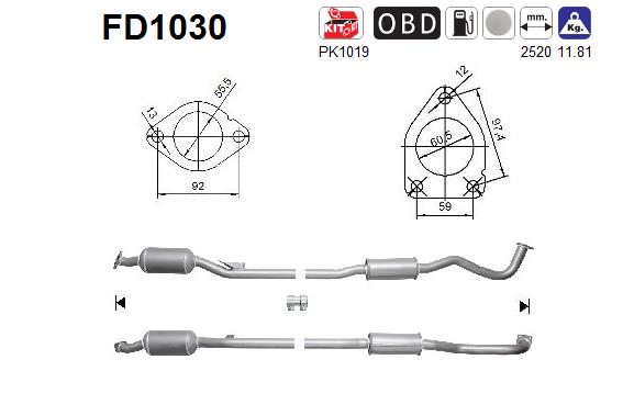 Filtro antiparticolato / particellare, Impianto gas scarico - FD1030 AS