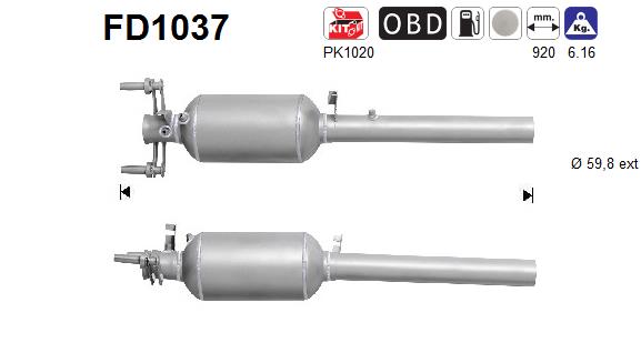 Filtro antiparticolato / particellare, Impianto gas scarico - FD1037 AS