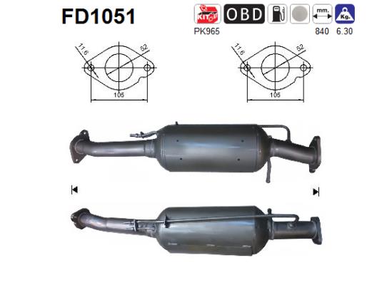 Soot/Particulate Filter, exhaust system - FD1051 AS