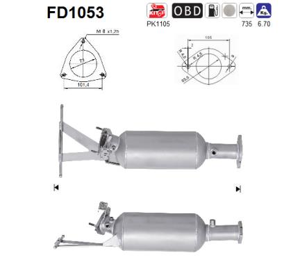 Filtro antiparticolato / particellare, Impianto gas scarico - FD1053 AS