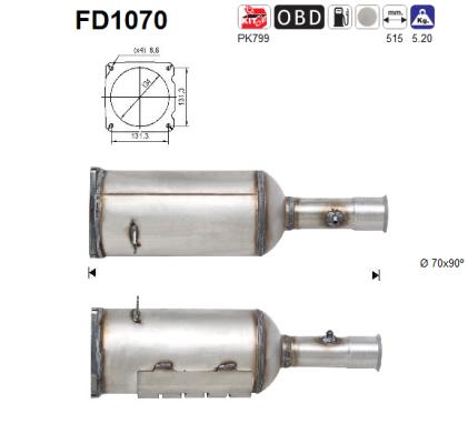 Filtro antiparticolato / particellare, Impianto gas scarico - FD1070 AS