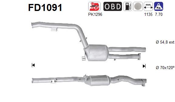 Filtro antiparticolato / particellare, Impianto gas scarico - FD1091 AS