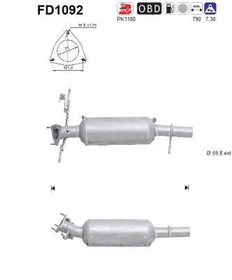 Filtro antiparticolato / particellare, Impianto gas scarico - FD1092 AS