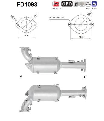 Soot/Particulate Filter, exhaust system - FD1093 AS