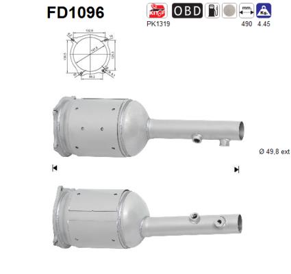 Filtro antiparticolato / particellare, Impianto gas scarico - FD1096 AS