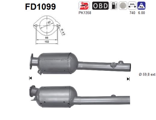suodžių / kietųjų dalelių filtras, išmetimo sistema - FD1099 AS