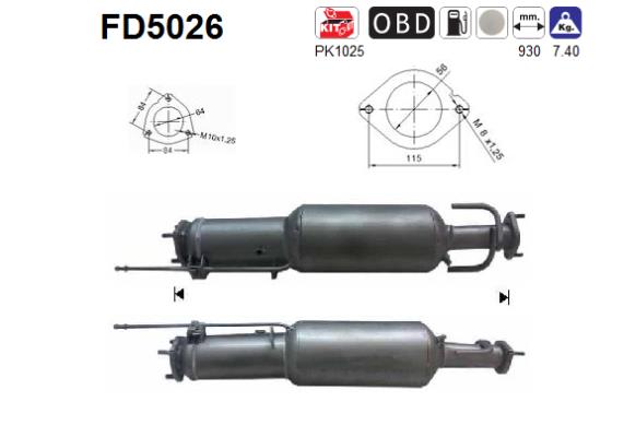 suodžių / kietųjų dalelių filtras, išmetimo sistema - FD5026 AS