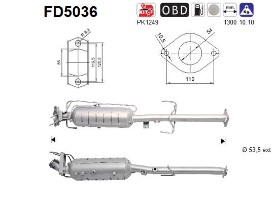 Filtro antiparticolato / particellare, Impianto gas scarico - FD5036 AS