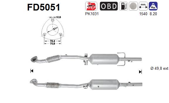 Soot/Particulate Filter, exhaust system - FD5051 AS
