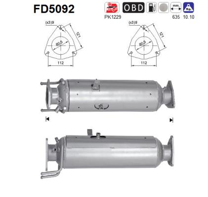 Filtro antiparticolato / particellare, Impianto gas scarico - FD5092 AS