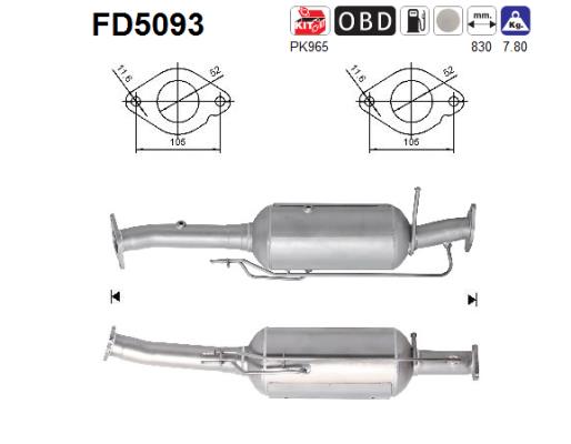 Filtro antiparticolato / particellare, Impianto gas scarico - FD5093 AS