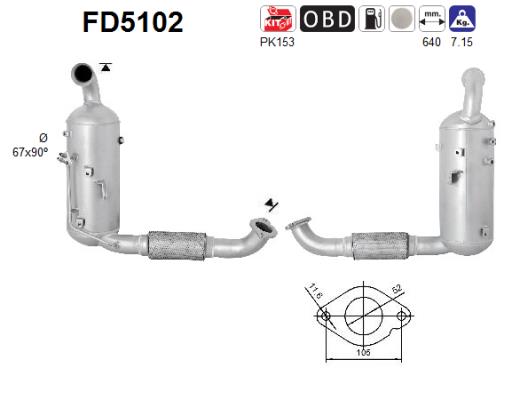 Filtro antiparticolato / particellare, Impianto gas scarico - FD5102 AS