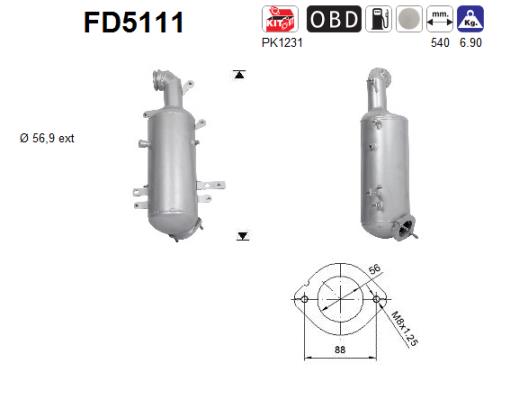 Filtro antiparticolato / particellare, Impianto gas scarico - FD5111 AS