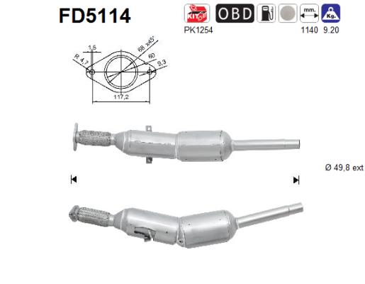 suodžių / kietųjų dalelių filtras, išmetimo sistema - FD5114 AS