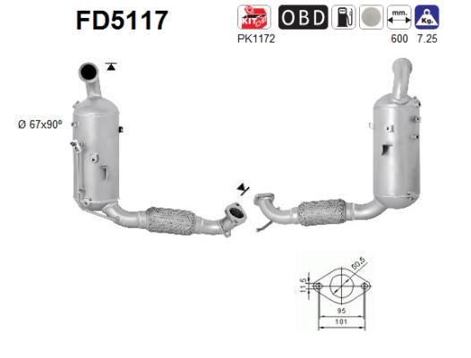 Filtro antiparticolato / particellare, Impianto gas scarico - FD5117 AS