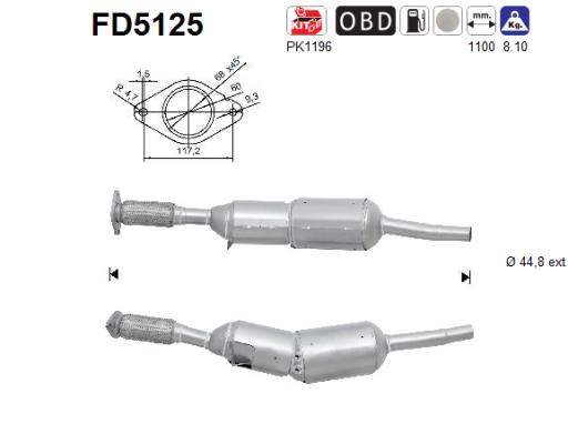 Filtro antiparticolato / particellare, Impianto gas scarico - FD5125 AS
