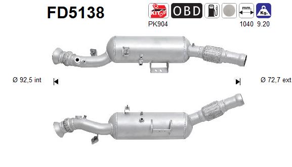 suodžių / kietųjų dalelių filtras, išmetimo sistema - FD5138 AS
