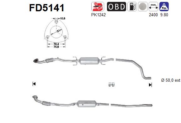 Filtro antiparticolato / particellare, Impianto gas scarico - FD5141 AS