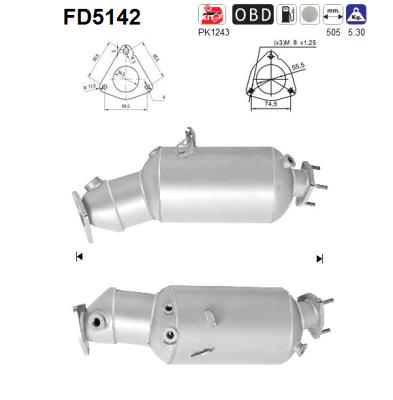 Filtro antiparticolato / particellare, Impianto gas scarico - FD5142 AS