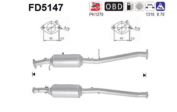Filtro antiparticolato / particellare, Impianto gas scarico - FD5147 AS