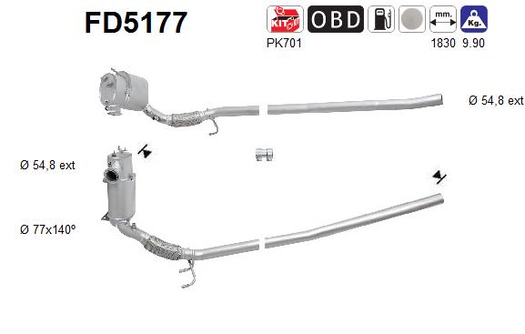 Filtro antiparticolato / particellare, Impianto gas scarico - FD5177 AS