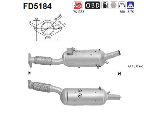 Filtro antiparticolato / particellare, Impianto gas scarico - FD5184 AS