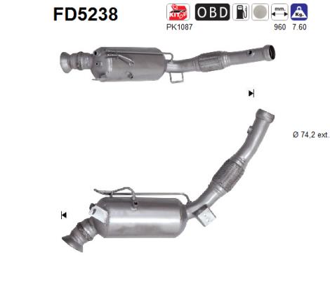 Filtro antiparticolato / particellare, Impianto gas scarico - FD5238 AS