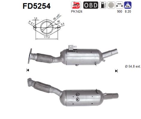 Filtro antiparticolato / particellare, Impianto gas scarico - FD5254 AS
