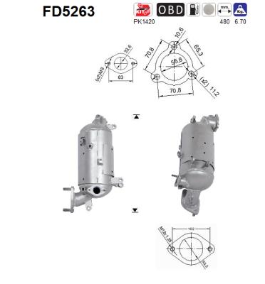 Filtro antiparticolato / particellare, Impianto gas scarico - FD5263 AS