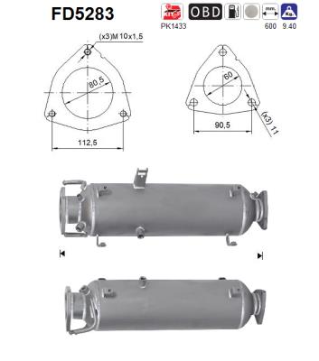 Filtro antiparticolato / particellare, Impianto gas scarico - FD5283 AS