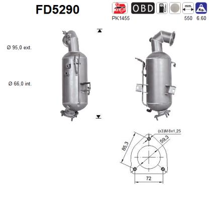 Filtro antiparticolato / particellare, Impianto gas scarico - FD5290 AS