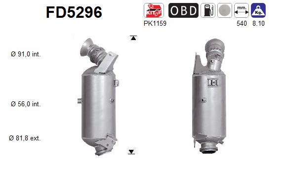 Filtro antiparticolato / particellare, Impianto gas scarico - FD5296 AS