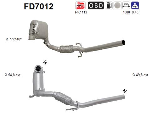 Filtro antiparticolato / particellare, Impianto gas scarico - FD7012 AS