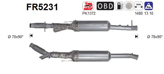 Filtro antiparticolato / particellare, Impianto gas scarico - FR5231 AS