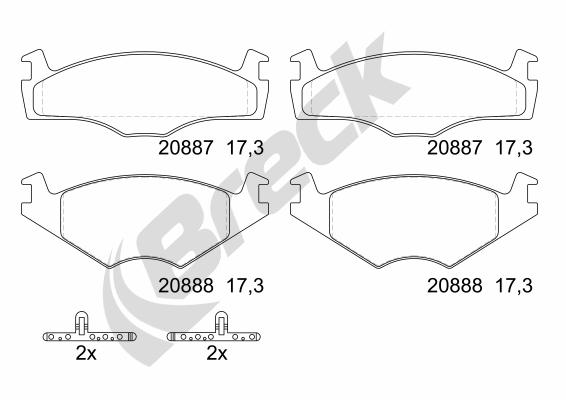 Brake Pad Set, disc brake - 20887 10 702 00 BRECK