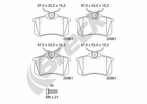 Brake Pad Set, disc brake - 20961 00 704 00 BRECK
