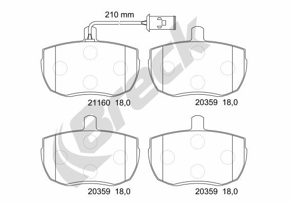 Brake Pad Set, disc brake - 21160 00 701 10 BRECK