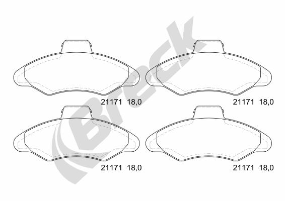 Brake Pad Set, disc brake - 21171 00 702 00 BRECK