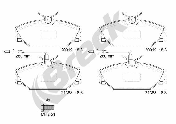 Brake Pad Set, disc brake - 21388 00 702 10 BRECK