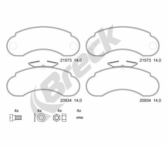 Brake Pad Set, disc brake - 21573 00 706 00 BRECK