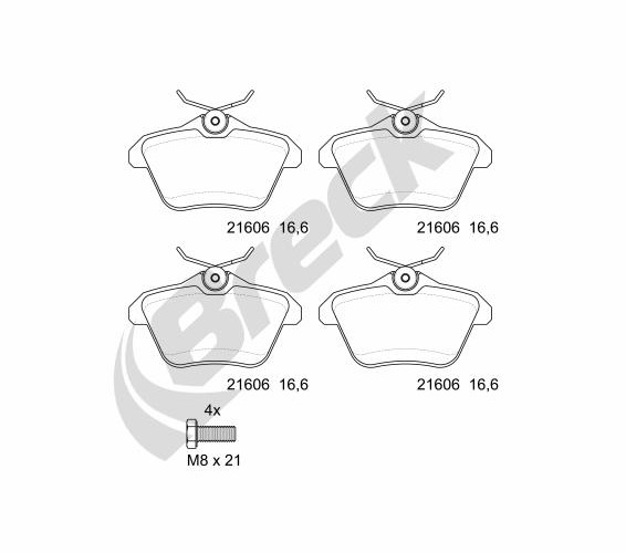 Brake Pad Set, disc brake - 21606 00 702 00 BRECK