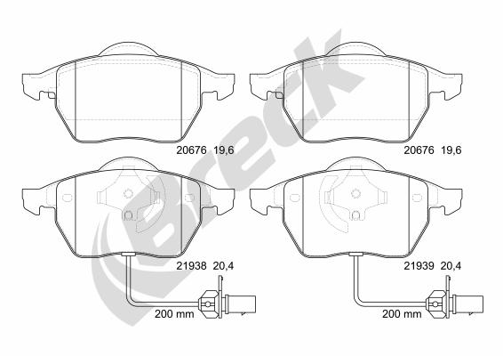 Brake Pad Set, disc brake - 21938 00 701 10 BRECK