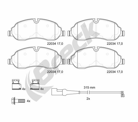 Brake Pad Set, disc brake - 22034 00 653 00 BRECK
