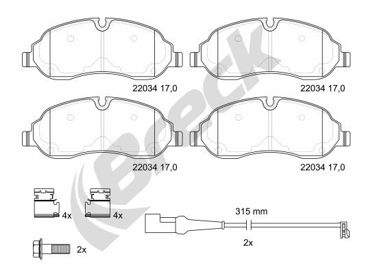Brake Pad Set, disc brake - 22034 00 703 00 BRECK