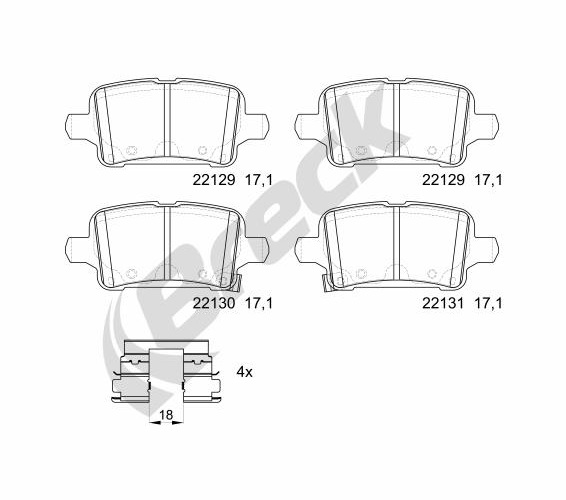 Brake Pad Set, disc brake - 22129 00 704 00 BRECK
