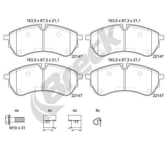 Brake Pad Set, disc brake - 22147 00 703 00 BRECK