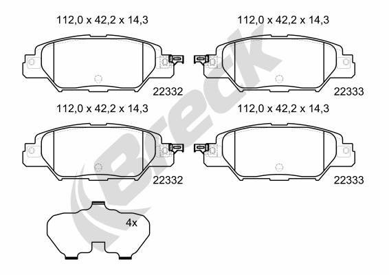 Brake Pad Set, disc brake - 22332 00 704 00 BRECK