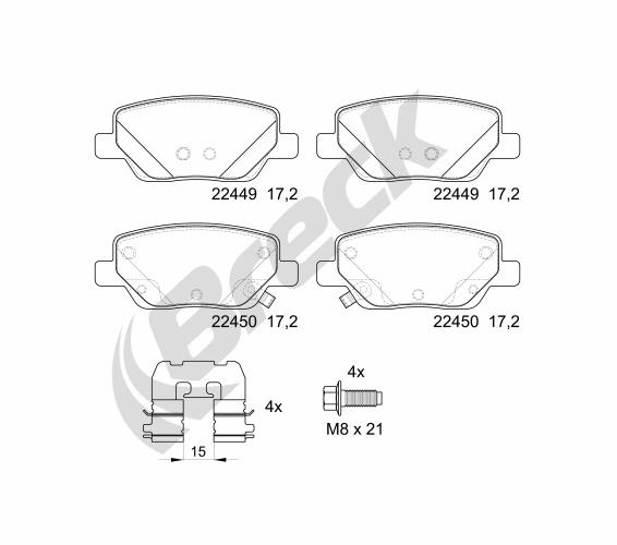 Brake Pad Set, disc brake - 22449 00 704 00 BRECK