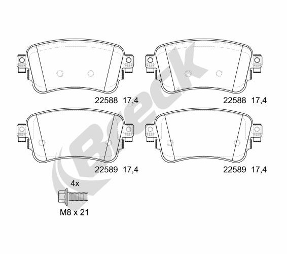 Brake Pad Set, disc brake - 22588 00 703 00 BRECK