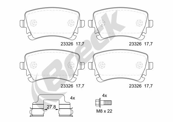 Brake Pad Set, disc brake - 23326 00 702 00 BRECK
